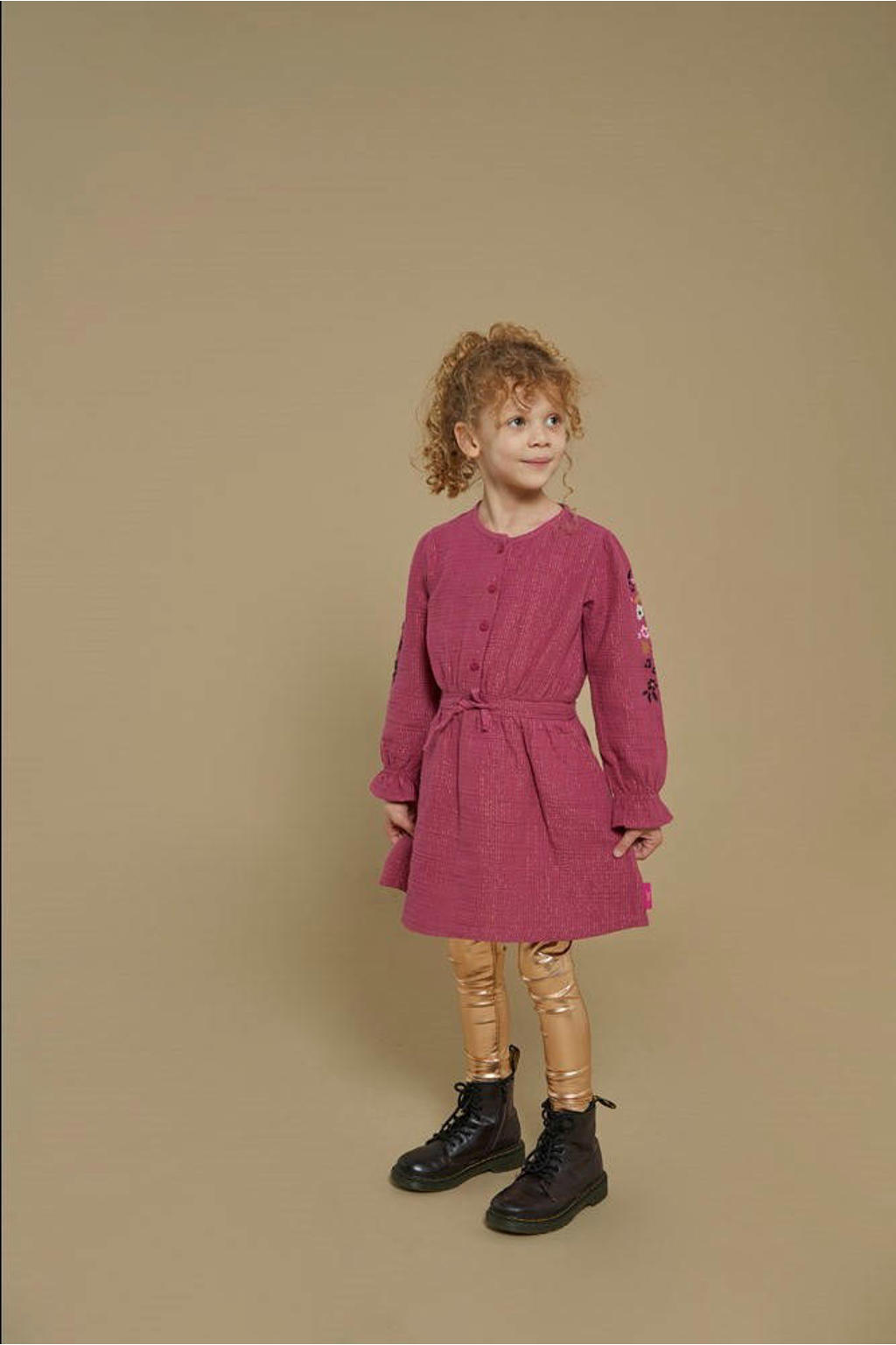 Gouden meisjes Jubel regular legging van polyester met elastische tailleband en effen