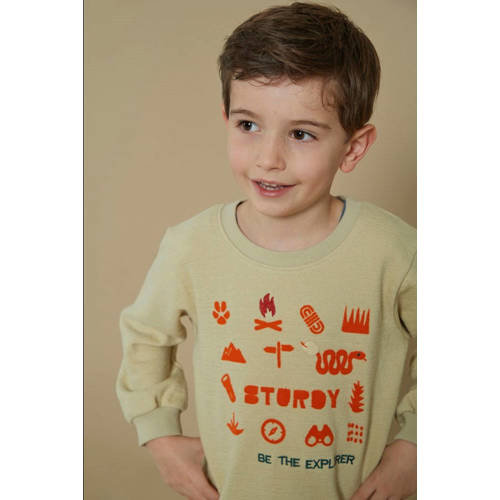 Sturdy sweater beige/oranje Chasing trails afbeelding