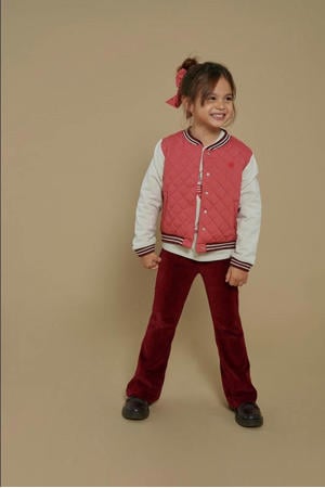 quilted bomber vest roze/wit/donkerrood Queen Of Hearts