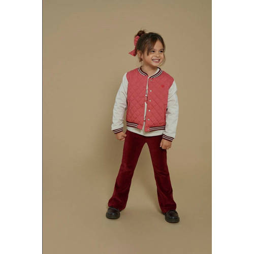 Jubel quilted bomber vest roze/wit/donkerrood Queen Of Hearts afbeelding