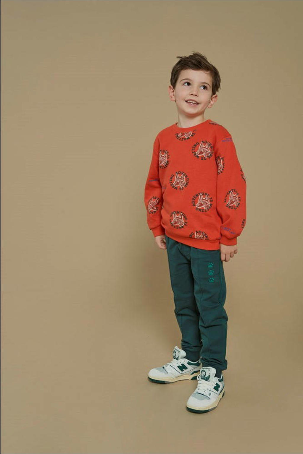 Oranje jongens Sturdy sweater Chasing trails van katoen met lange mouwen en geribde boorden