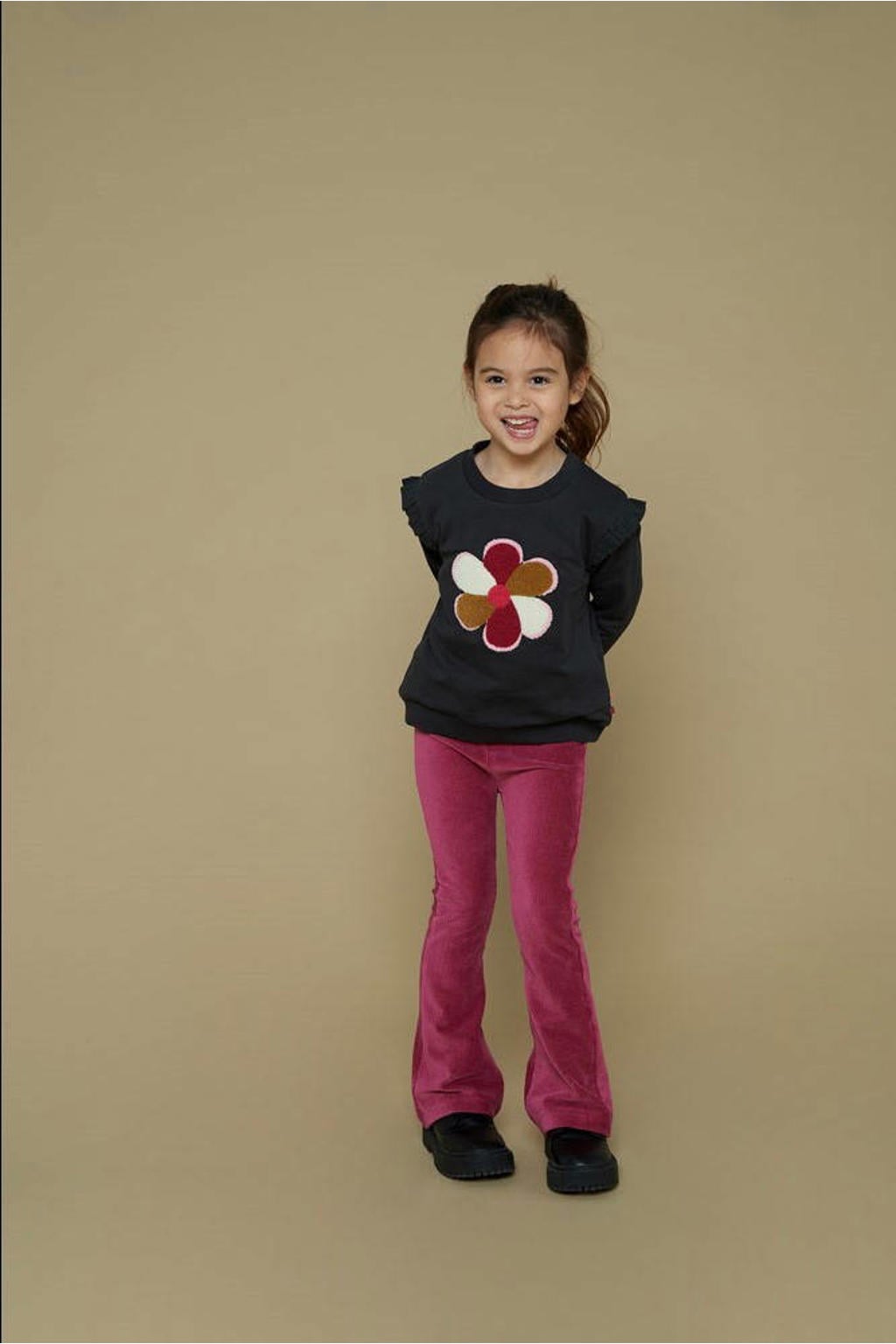 Paarse meisjes Jubel fluwelen flared legging met regular waist en elastische tailleband