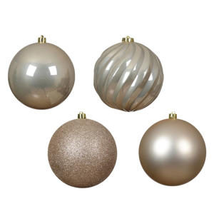 Kerstballen polystyreen parel mix - 4 stuks  (ø14 cm)