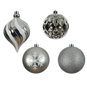 Kerstballen polystyreen zilver/kleur(en) shiny matt glitter mix - 6 stuks (ø15 cm)