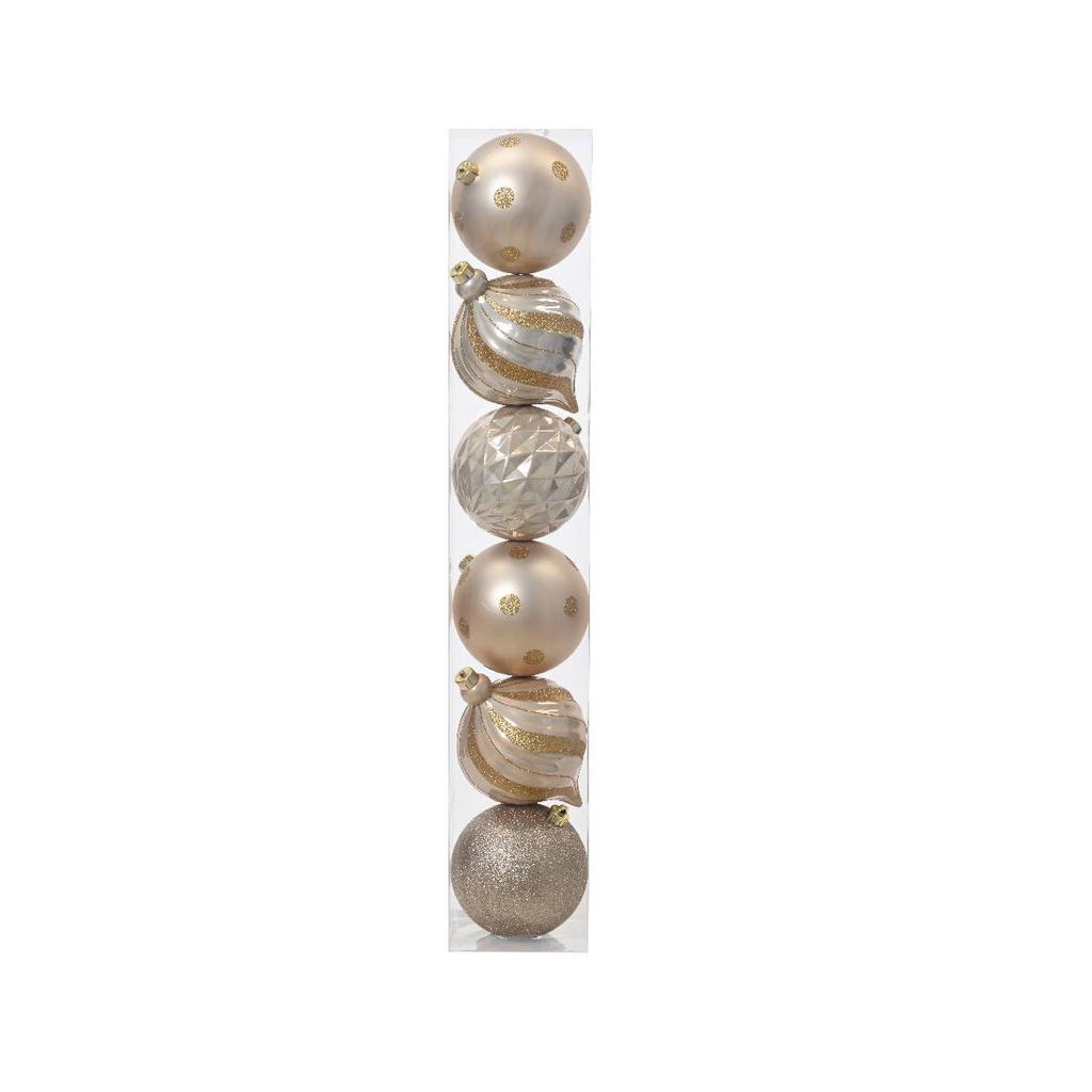 Decoris Kerstballen polystyreen parel mix - 6 stuks (ø15 cm)