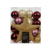 thumbnail: Decoris Kerstbal polystyreen assortie mix - 33 stuks  (ø8 cm)