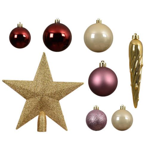 Decoris Kerstbal polystyreen assortie mix - 33 stuks (ø8 cm) afbeelding