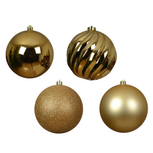 Decoris Kerstbal polystyreen licht goud mix - 4 stuks (ø14 cm) afbeelding