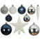Decoris Kerstballen polystyreen blauw/kleur(en) shiny matt glitter mix - 33 stuks  (ø8 cm)