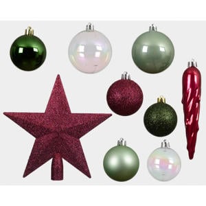 Kerstballen polystyreen licht goud shiny matt glitter mix - 26 stuks  (ø8 cm)