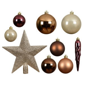 Kerstbal polystyreen assortie mix - 33 stuks  (ø8 cm)
