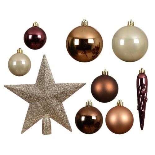 Decoris Kerstbal polystyreen assortie mix - 33 stuks (ø8 cm) afbeelding