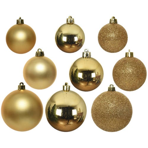 Decoris Kerstballen polystyreen shiny, matt, glitter mix (ø10 cm) afbeelding