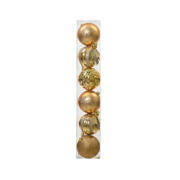 thumbnail: Decoris Kerstballen polystyreen licht goud/kleur(en) shiny matt glitter mix - 6 stuks  (ø15 cm)