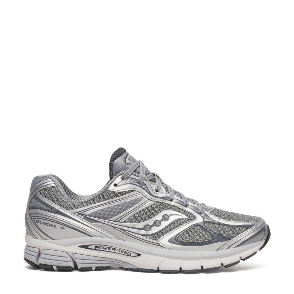 Zilverkleurige unisex Saucony Progrid Guide 7 sneakers met veters