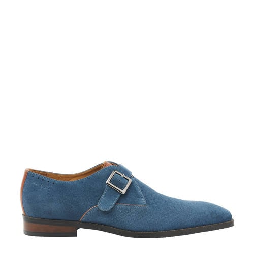Van Lier Bregenz suède gespschoenen blauw afbeelding