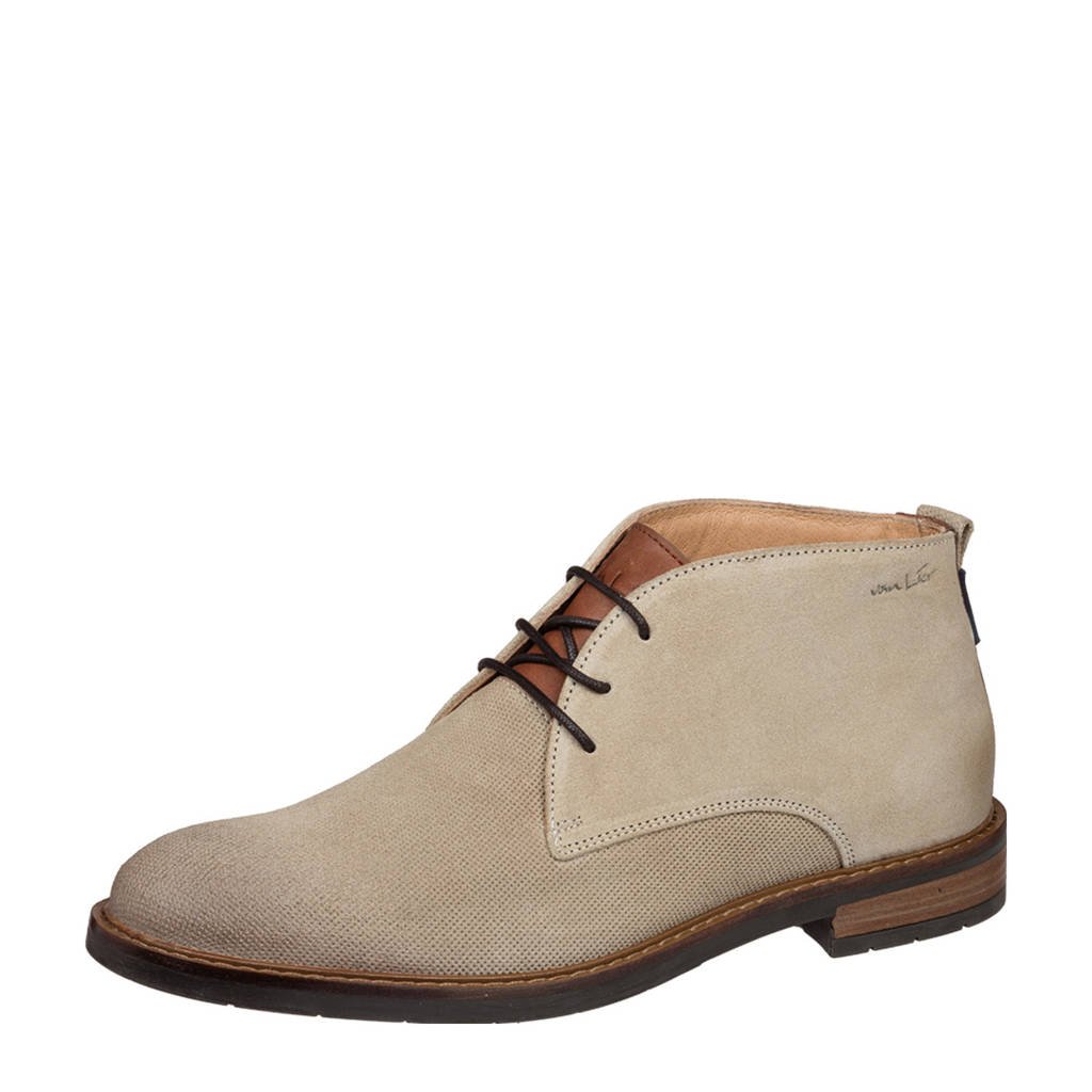 Van Lier Boston suède veterschoenen beige wehkamp