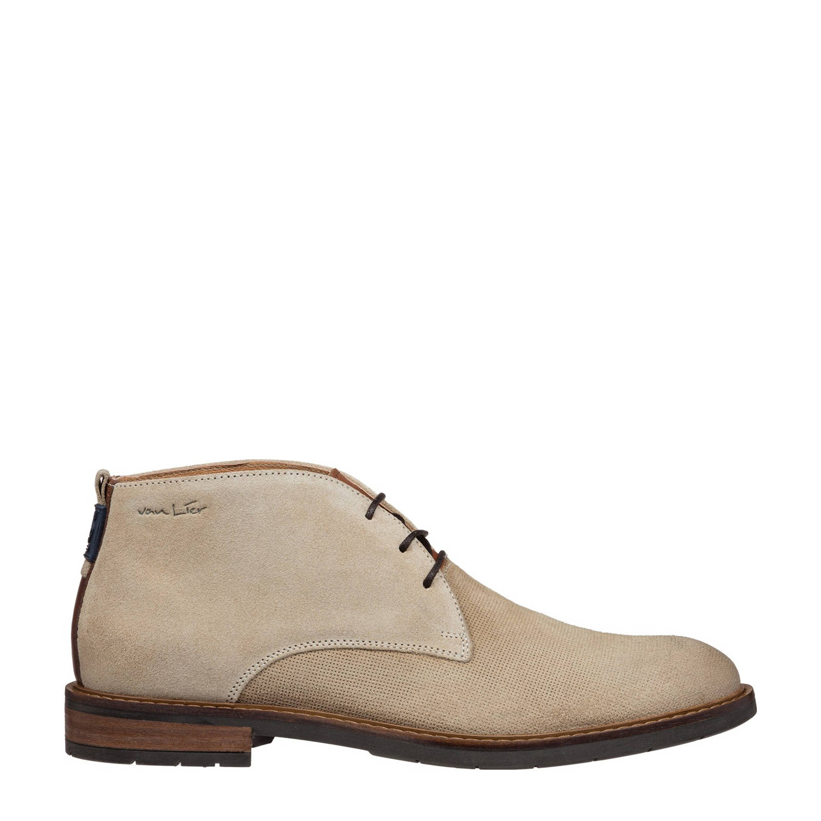 Van Lier Boston suède veterschoenen beige | wehkamp
