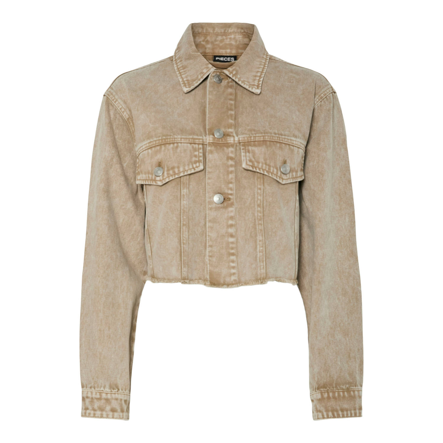 PIECES denim spijkerjas beige