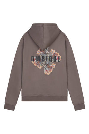 hoodie met backprint taupe