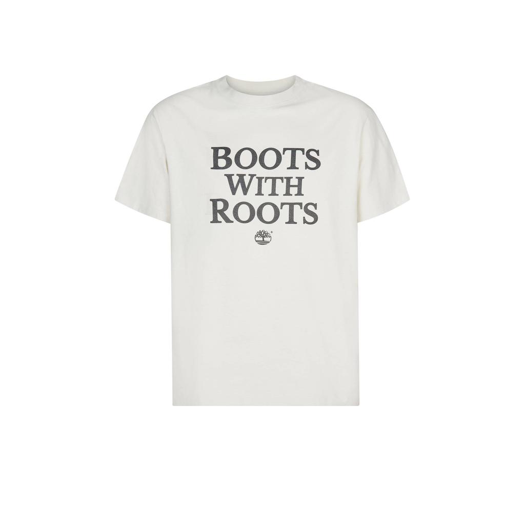 Ecru heren Timberland T-shirt van katoen met printopdruk, korte mouwen en ronde hals