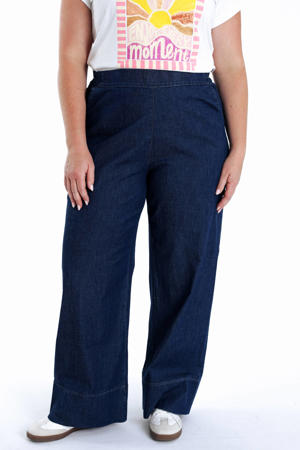 wide leg jeans dark blue denim