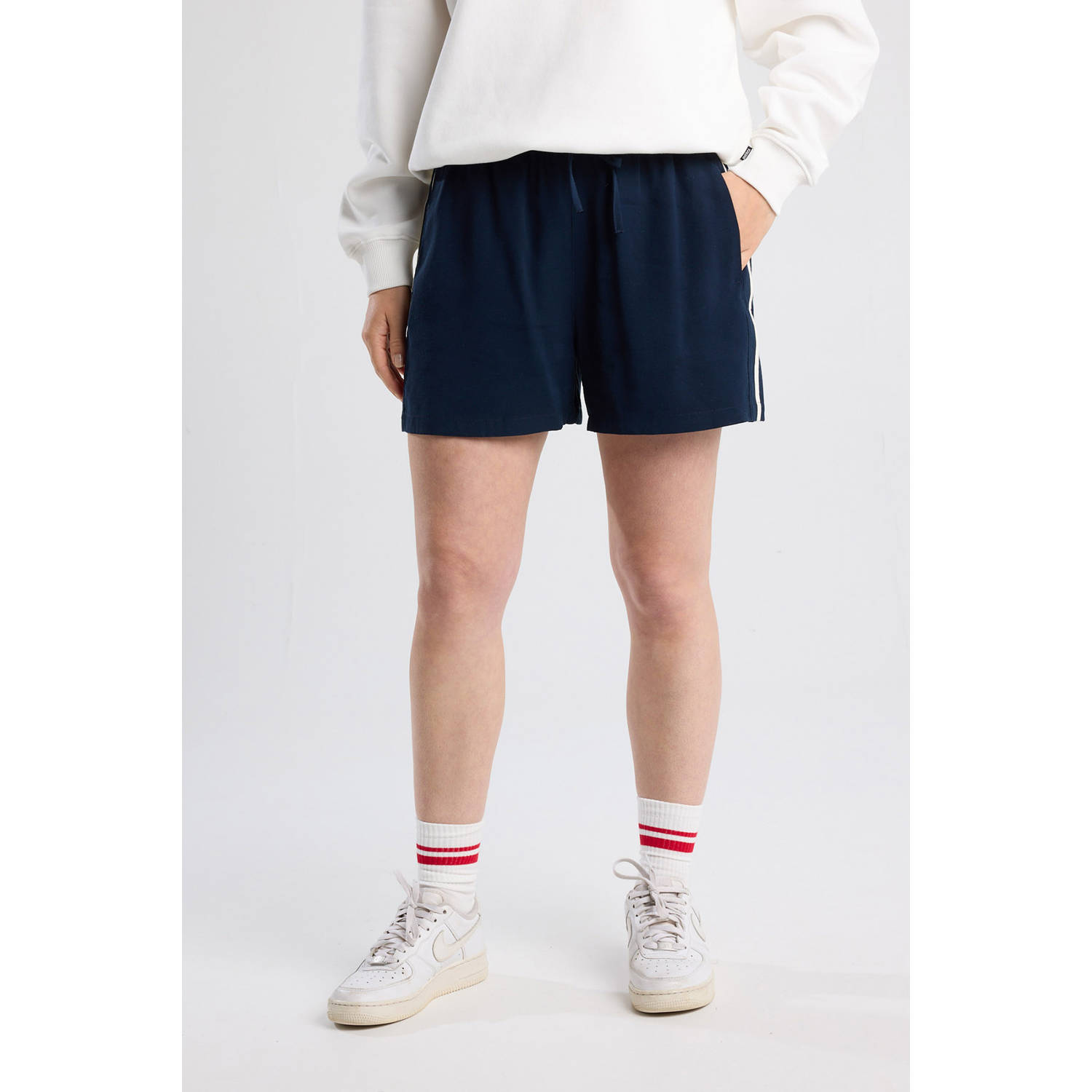 America Today high waist casual short donkerblauw