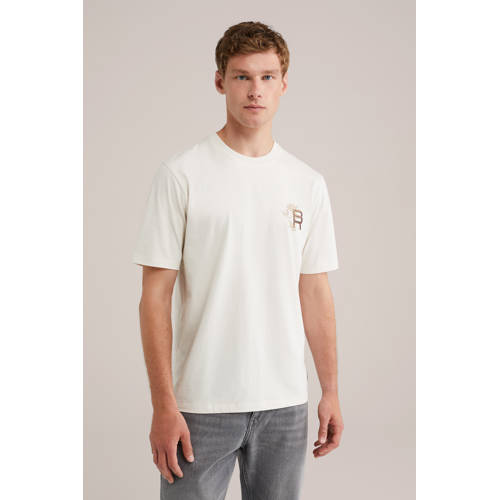 WE Fashion Blue Ridge Tall fit T-shirt ecru afbeelding