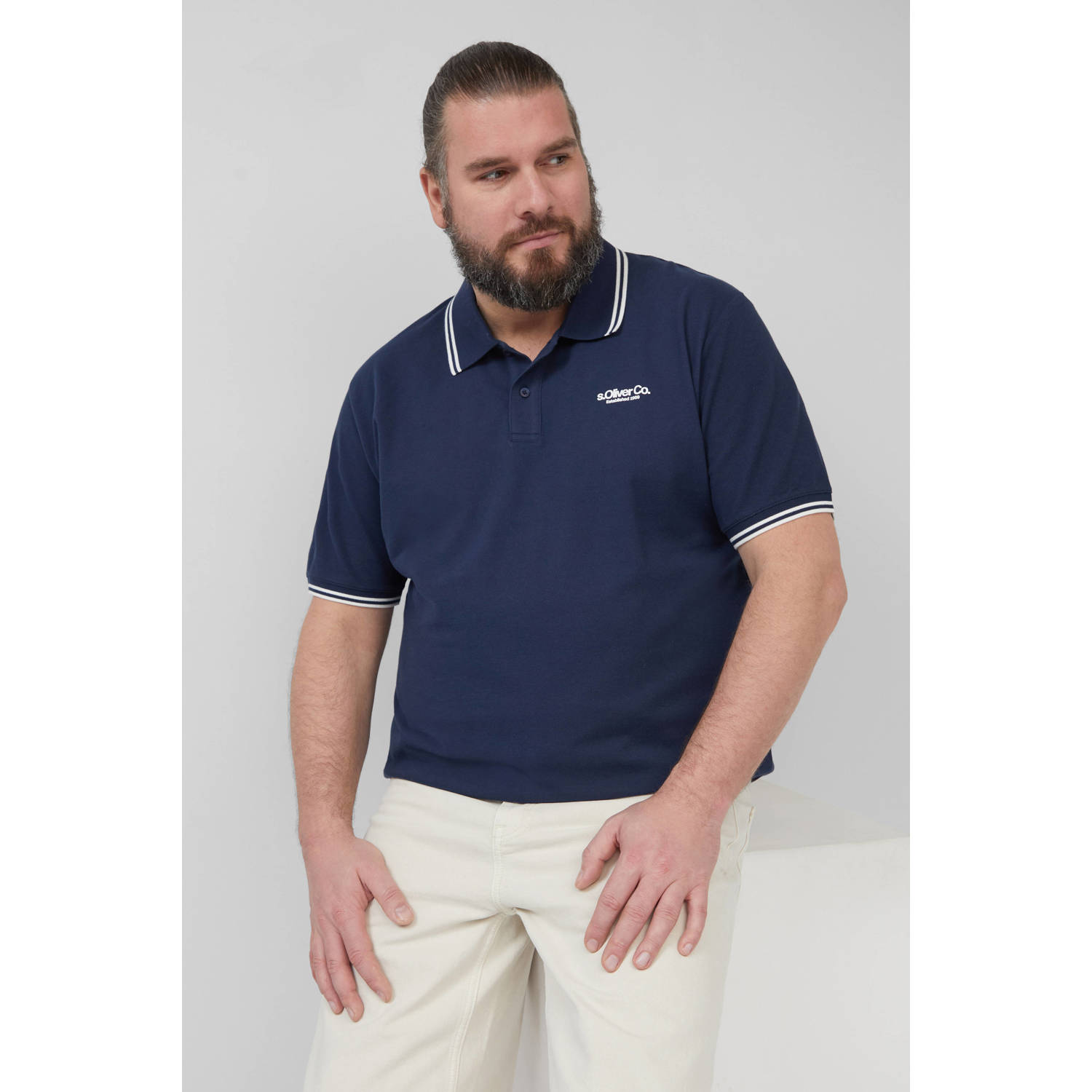 S.Oliver Big Size regular polo donkerblauw