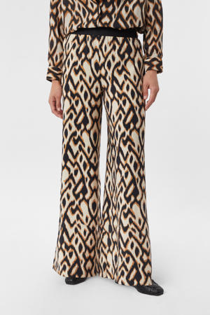 wide leg regular waist palazzo broek beige