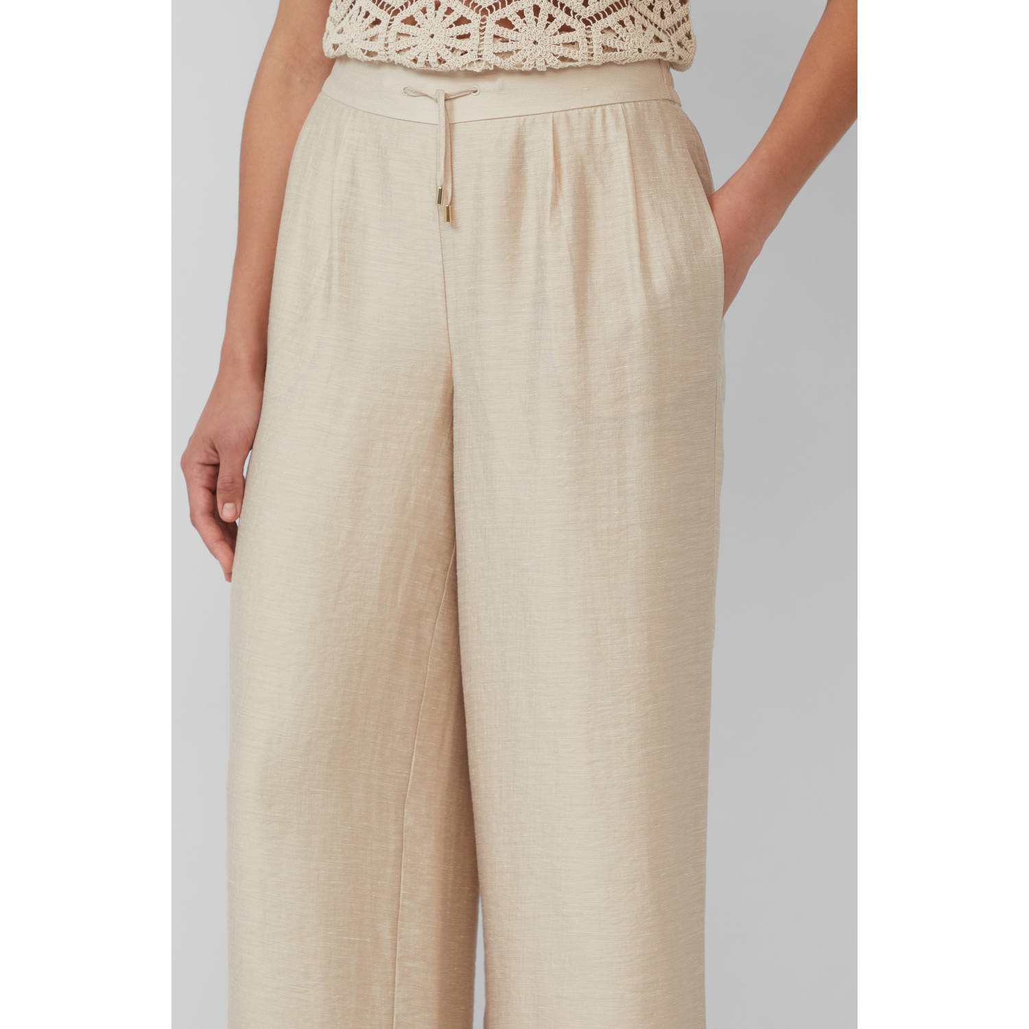 s.Oliver BLACK LABEL wide leg regular waist broek beige
