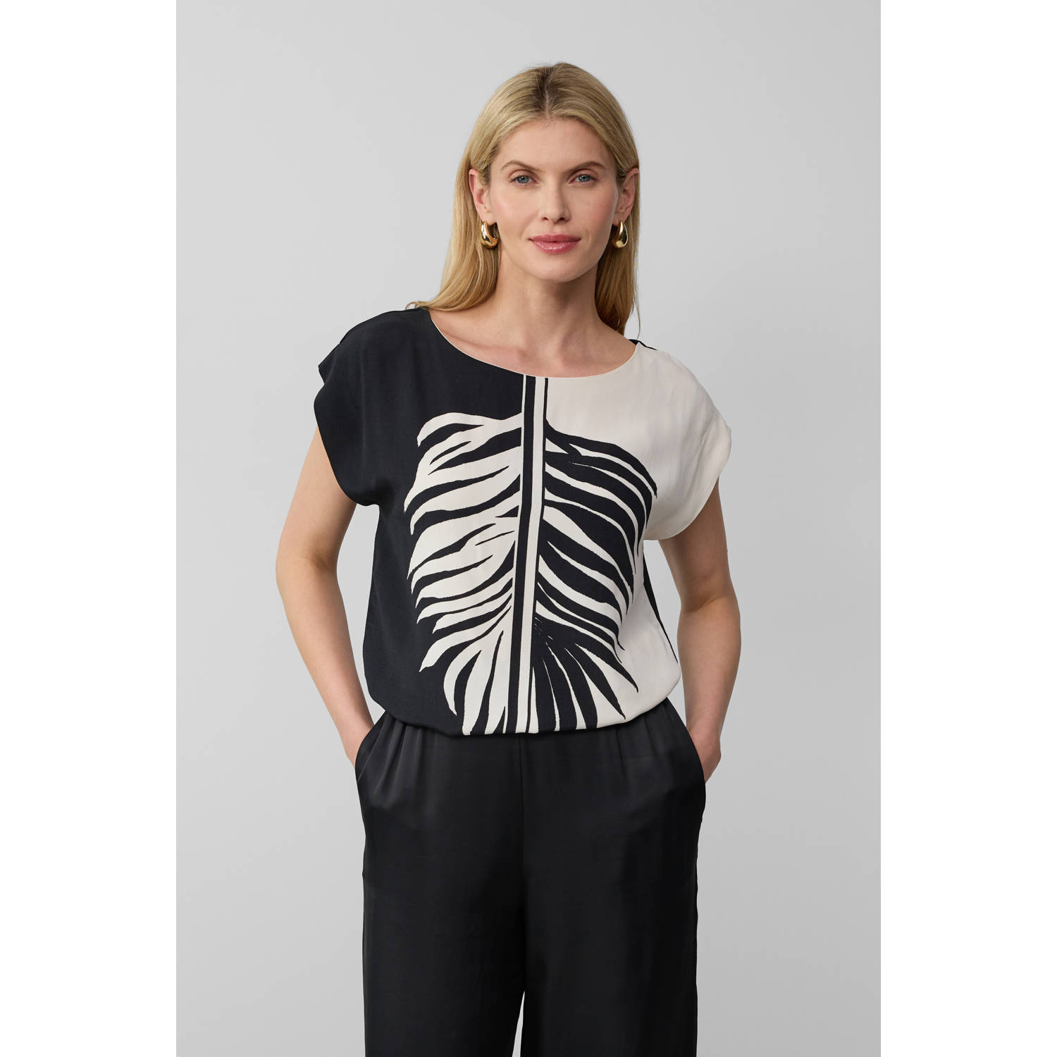 S.Oliver BLACK LABEL Regular fit blouseshirt met contrastmotief