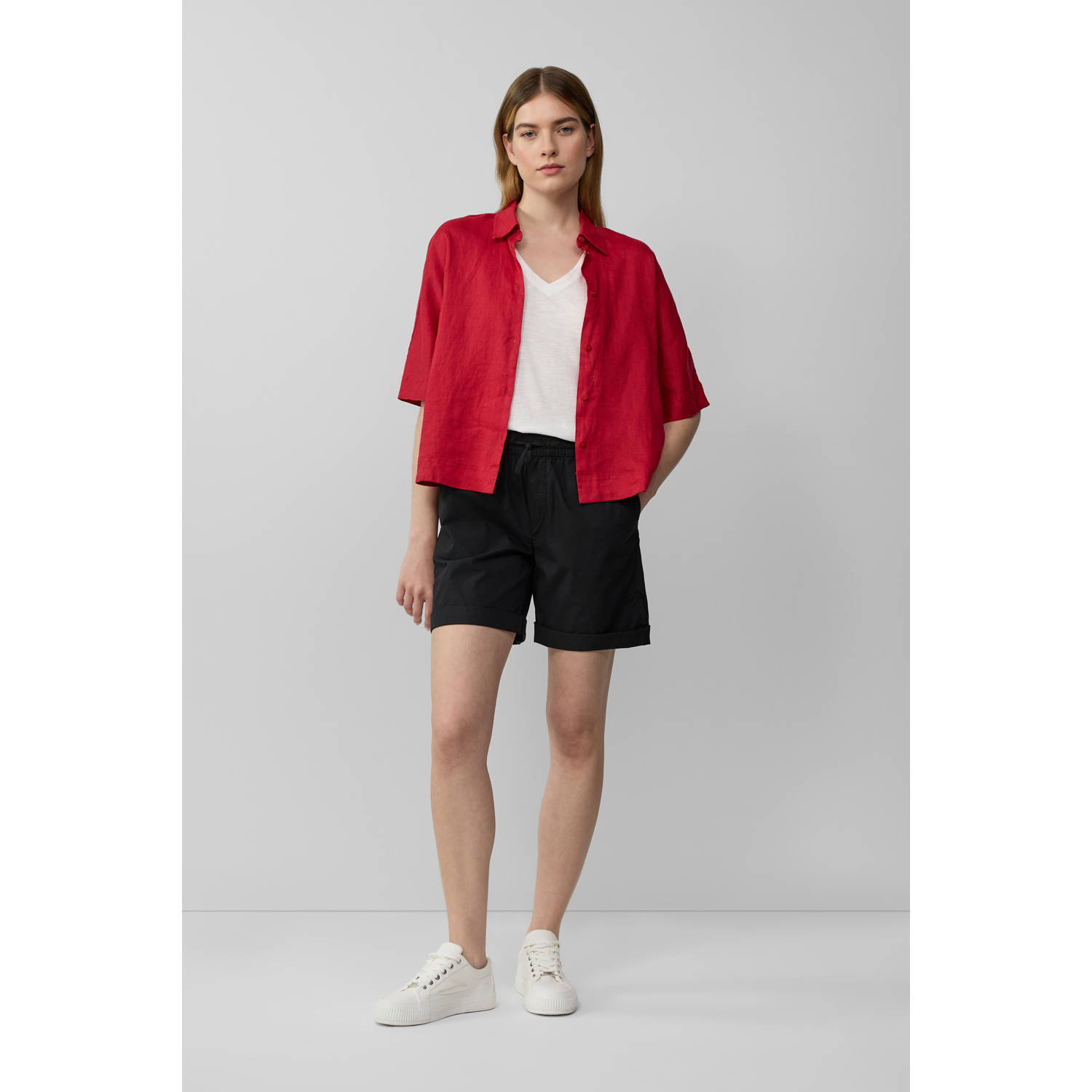 S.Oliver straight regular waist casual short zwart
