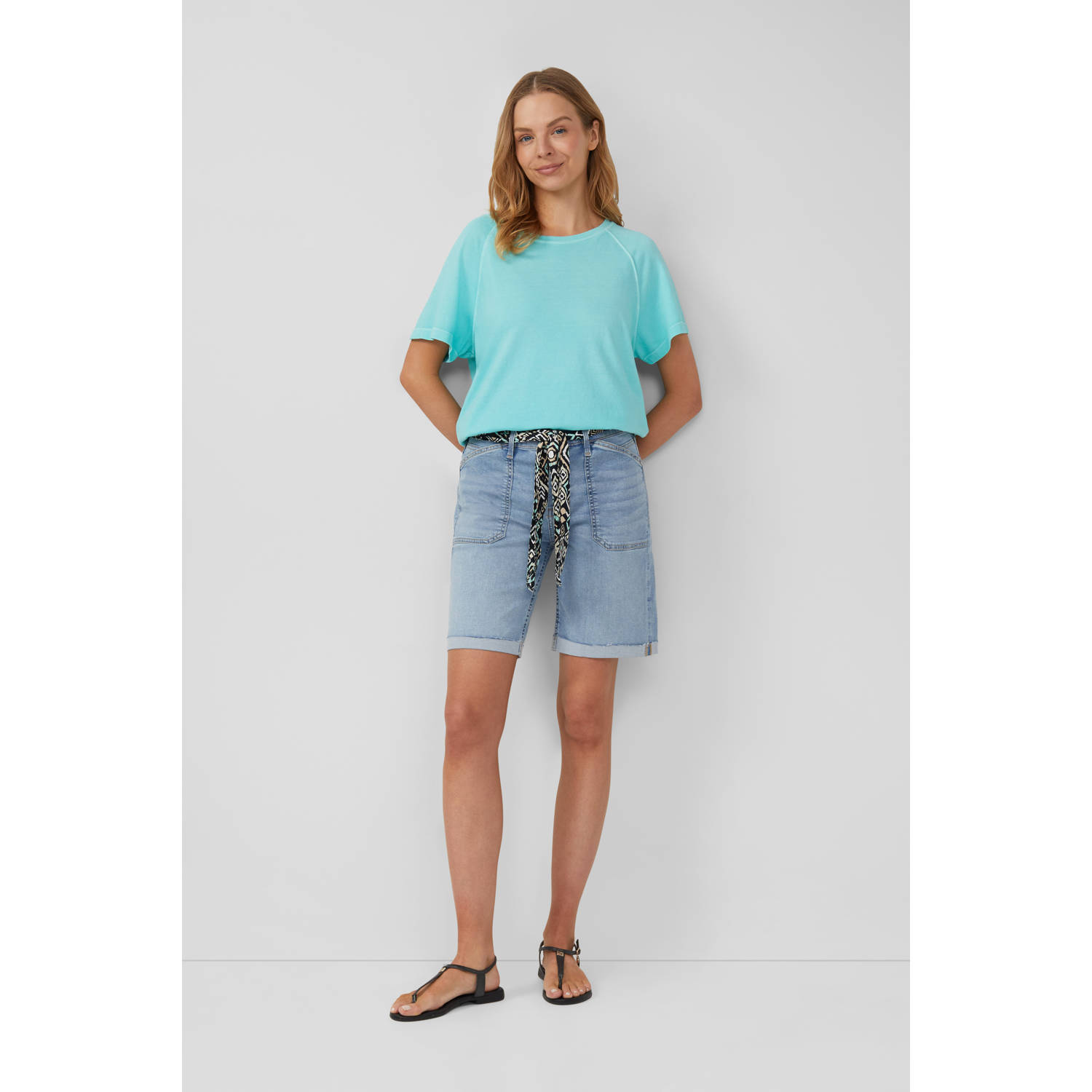 S.Oliver denim straight regular waist short medium blue denim