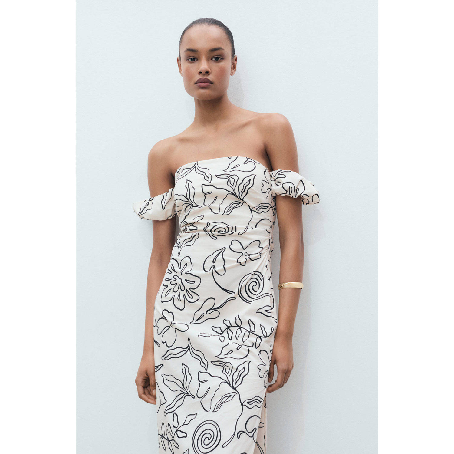 Mango midi jurk ecru