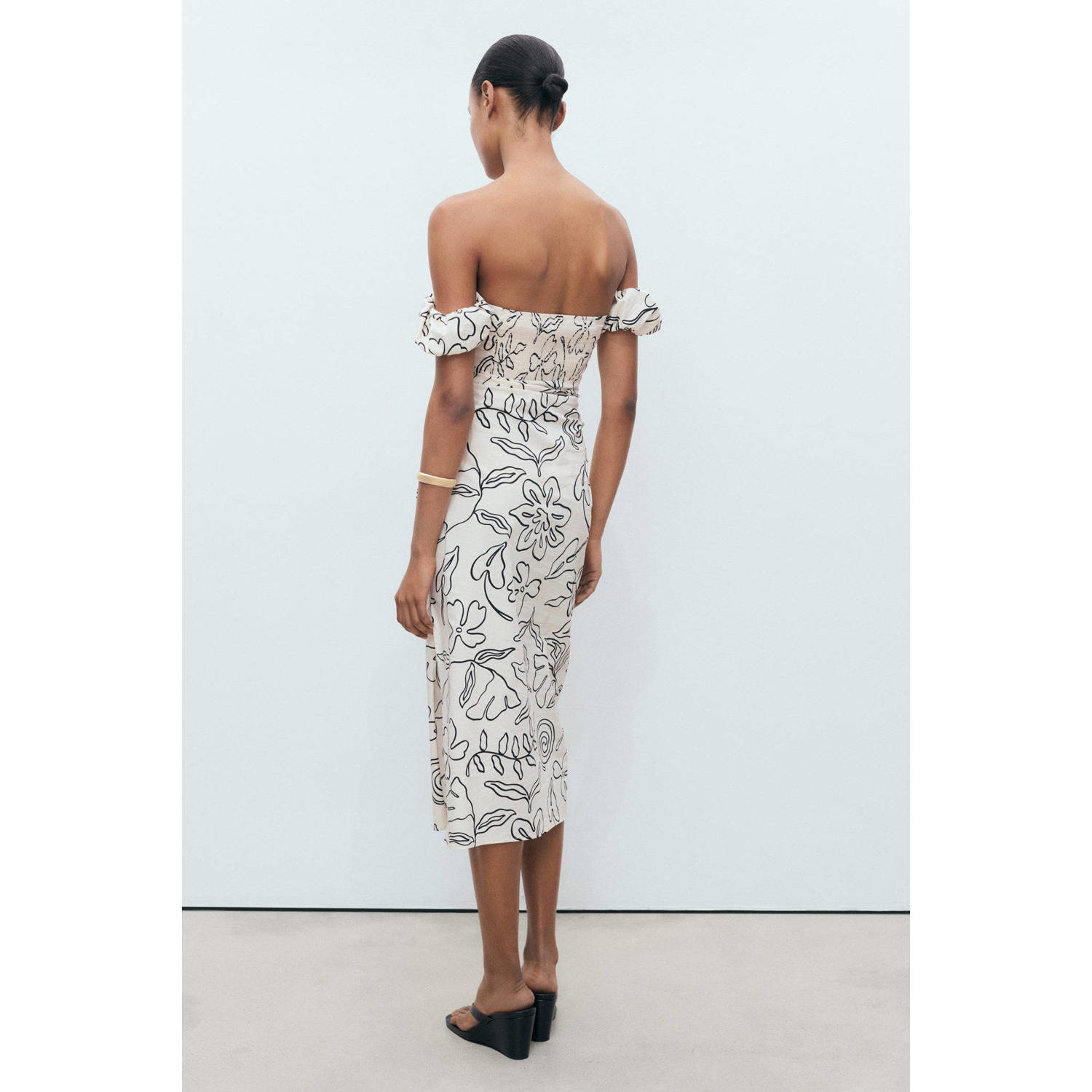 Mango midi jurk ecru