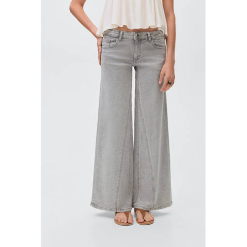 MANGO TEEN low waist wide leg jeans grey denim afbeelding
