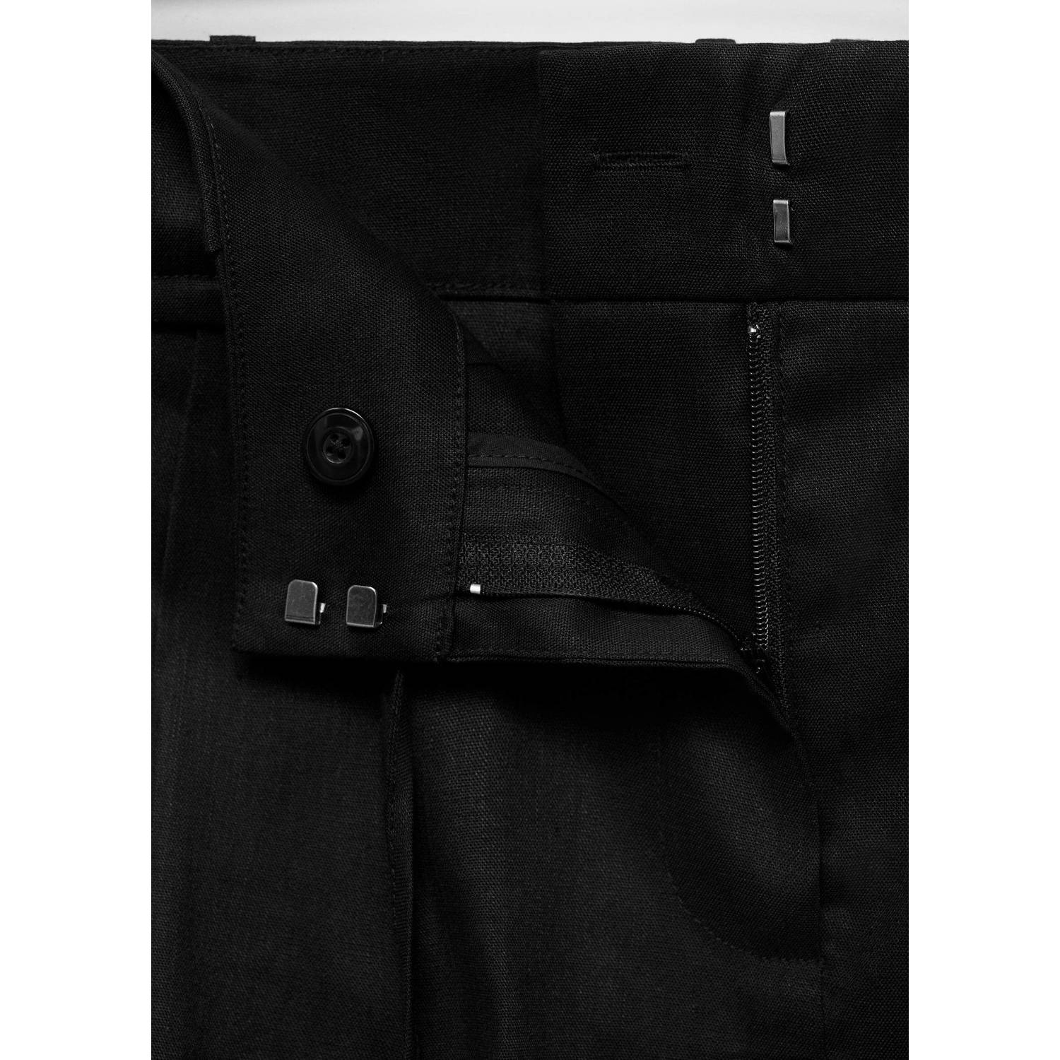 Mango linnen wide leg high waist casual short zwart