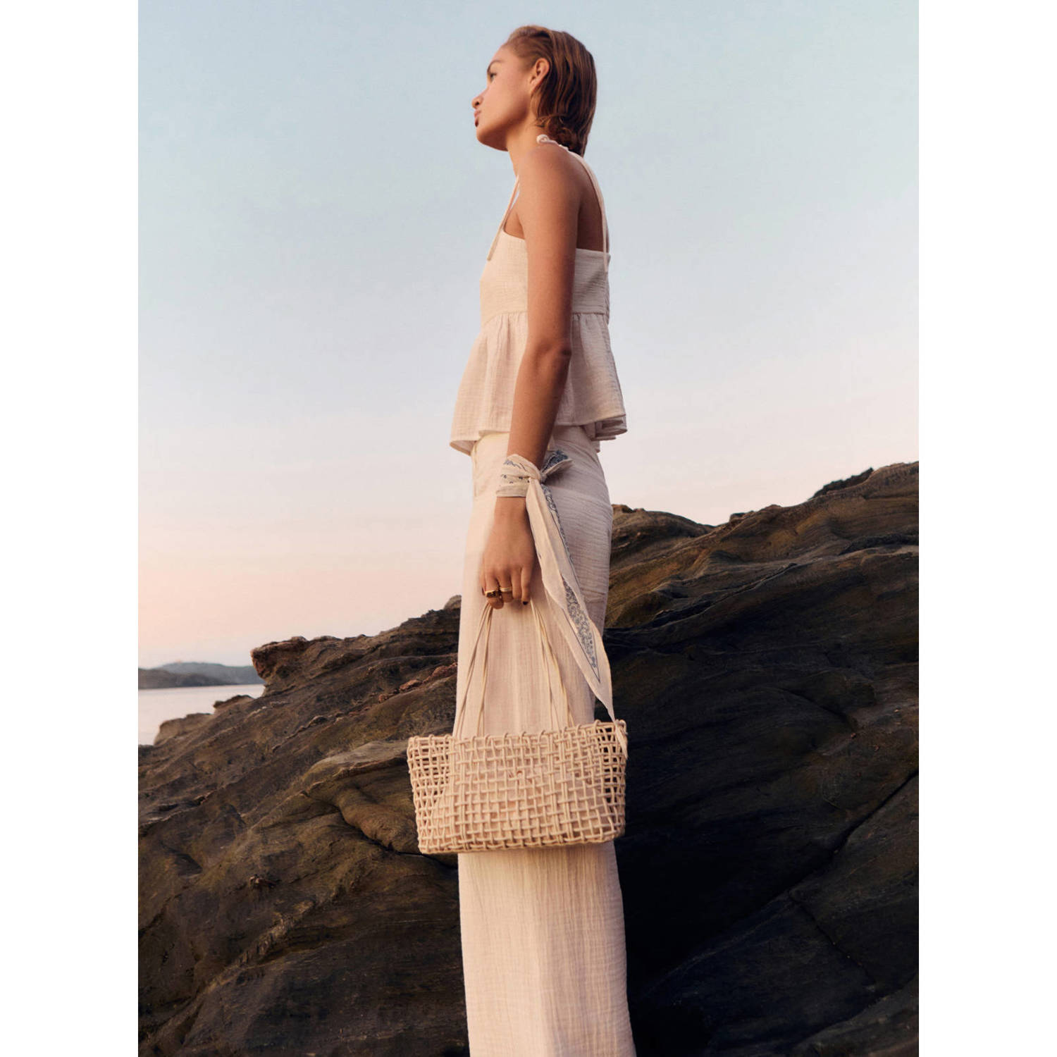 Mango schoudertas beige