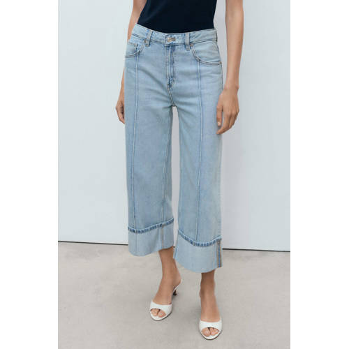 Mango wide leg jeans light blue denim afbeelding