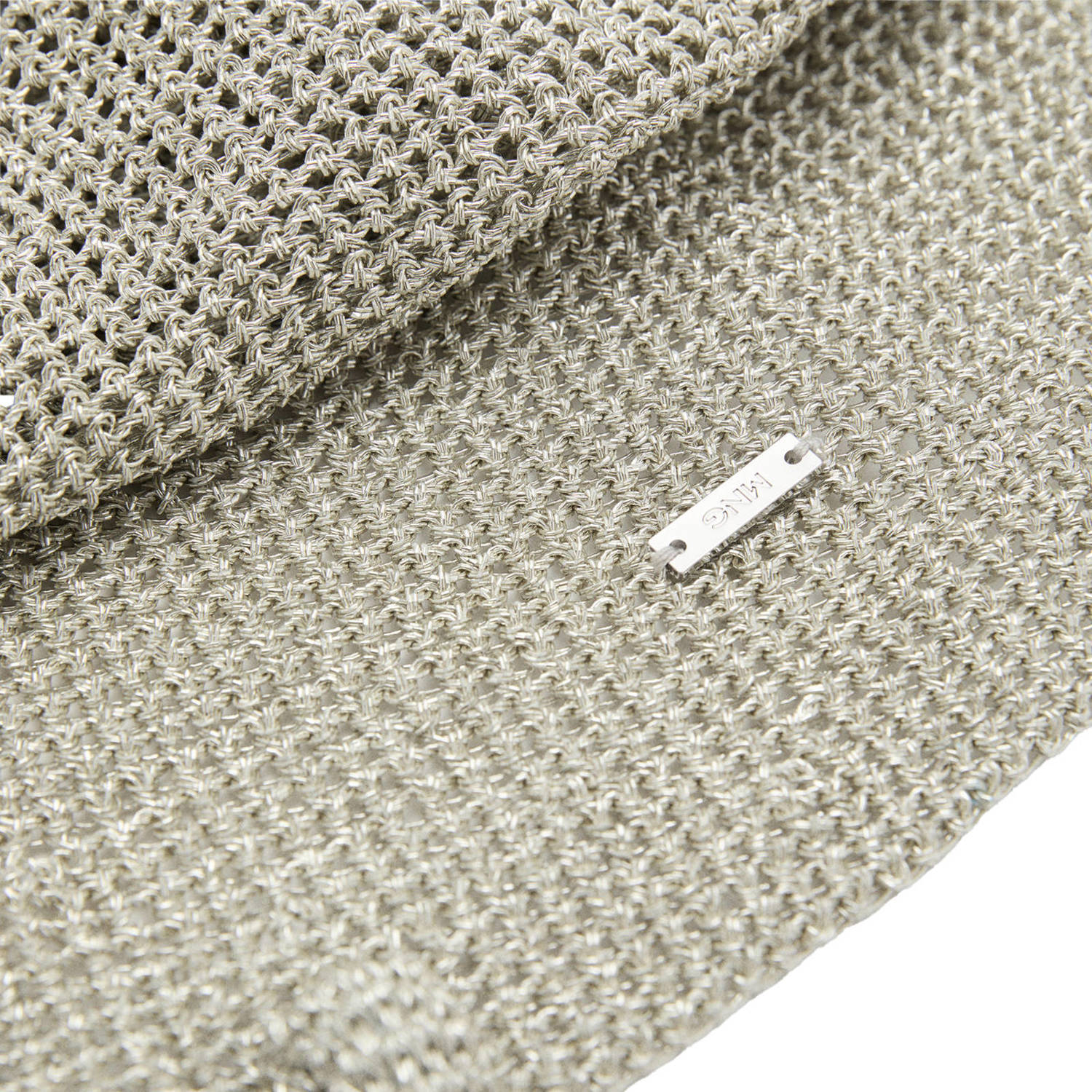 Mango mesh shopper zilverkleurig
