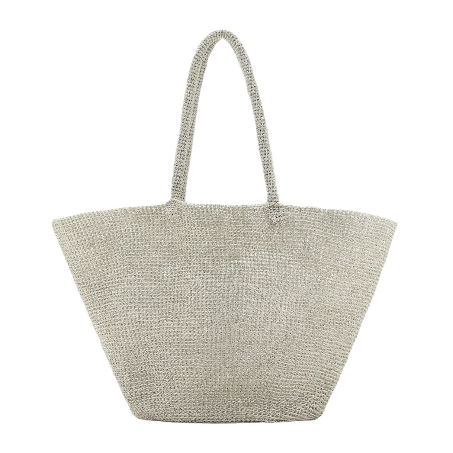 Mango mesh shopper zilverkleurig