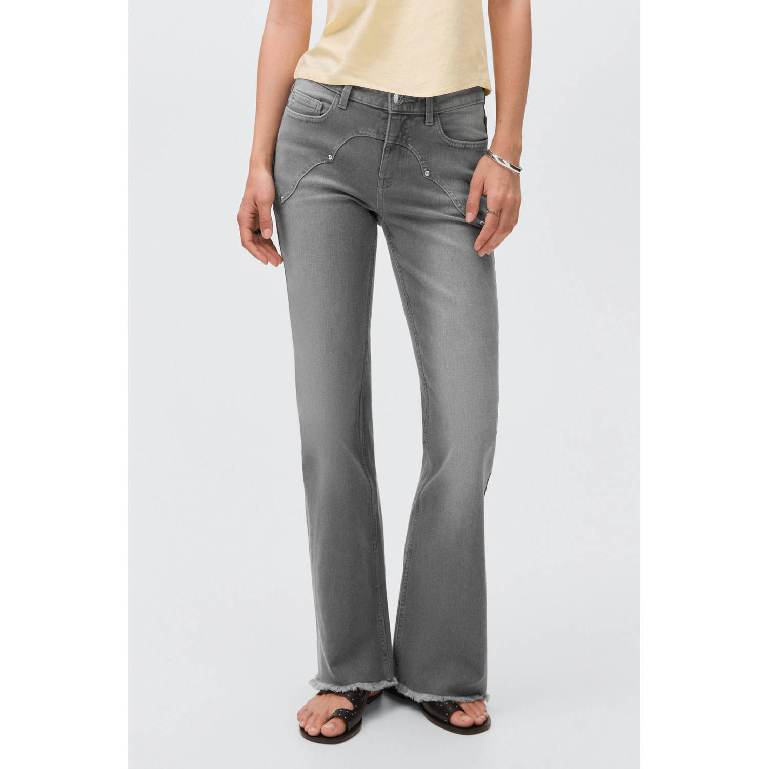 MANGO TEEN flared jeans grey denim