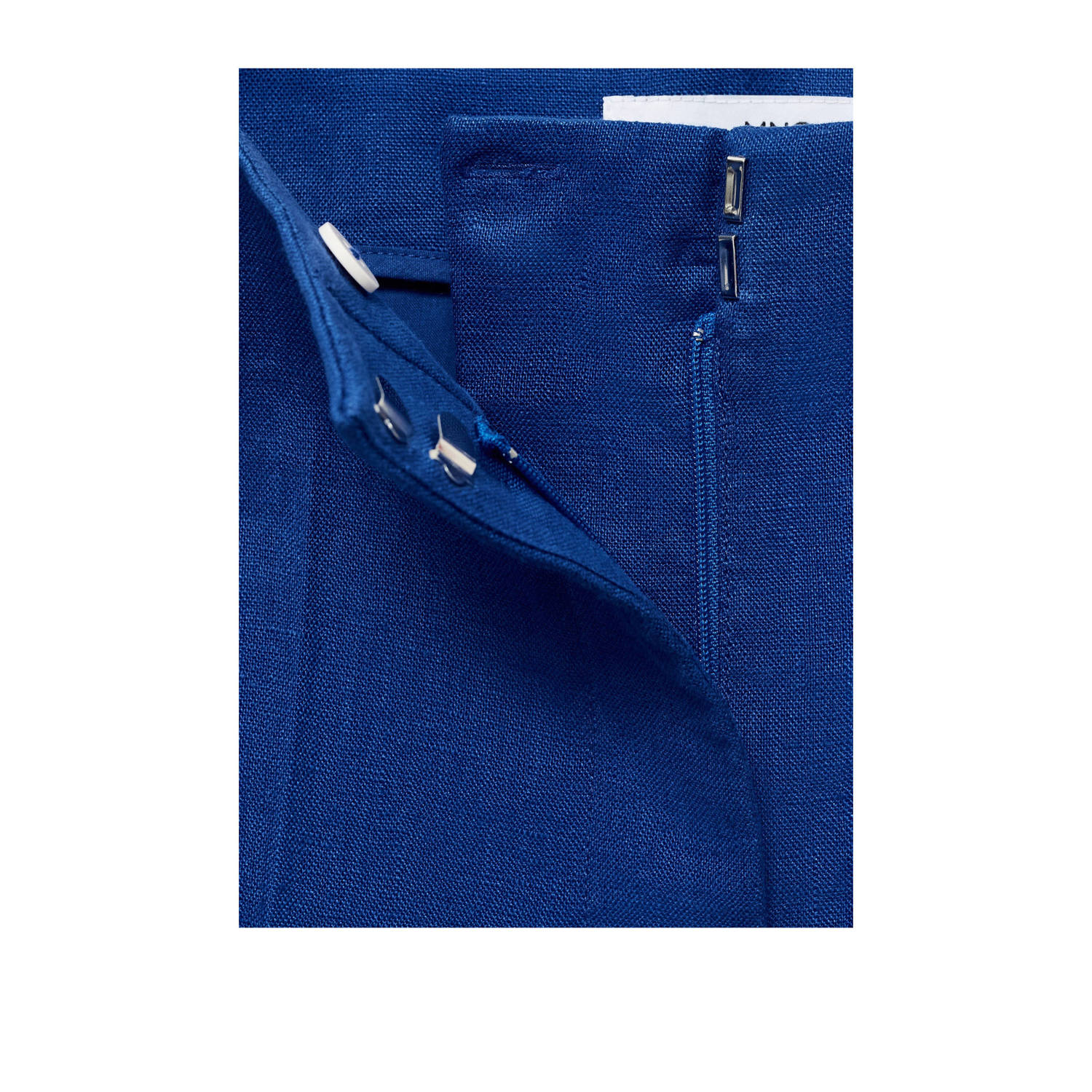Mango linnen straight regular waist bermuda short blauw