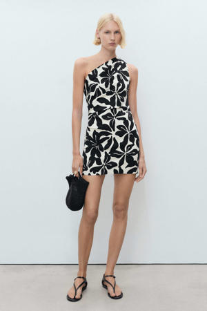 one shoulder jurk zwart