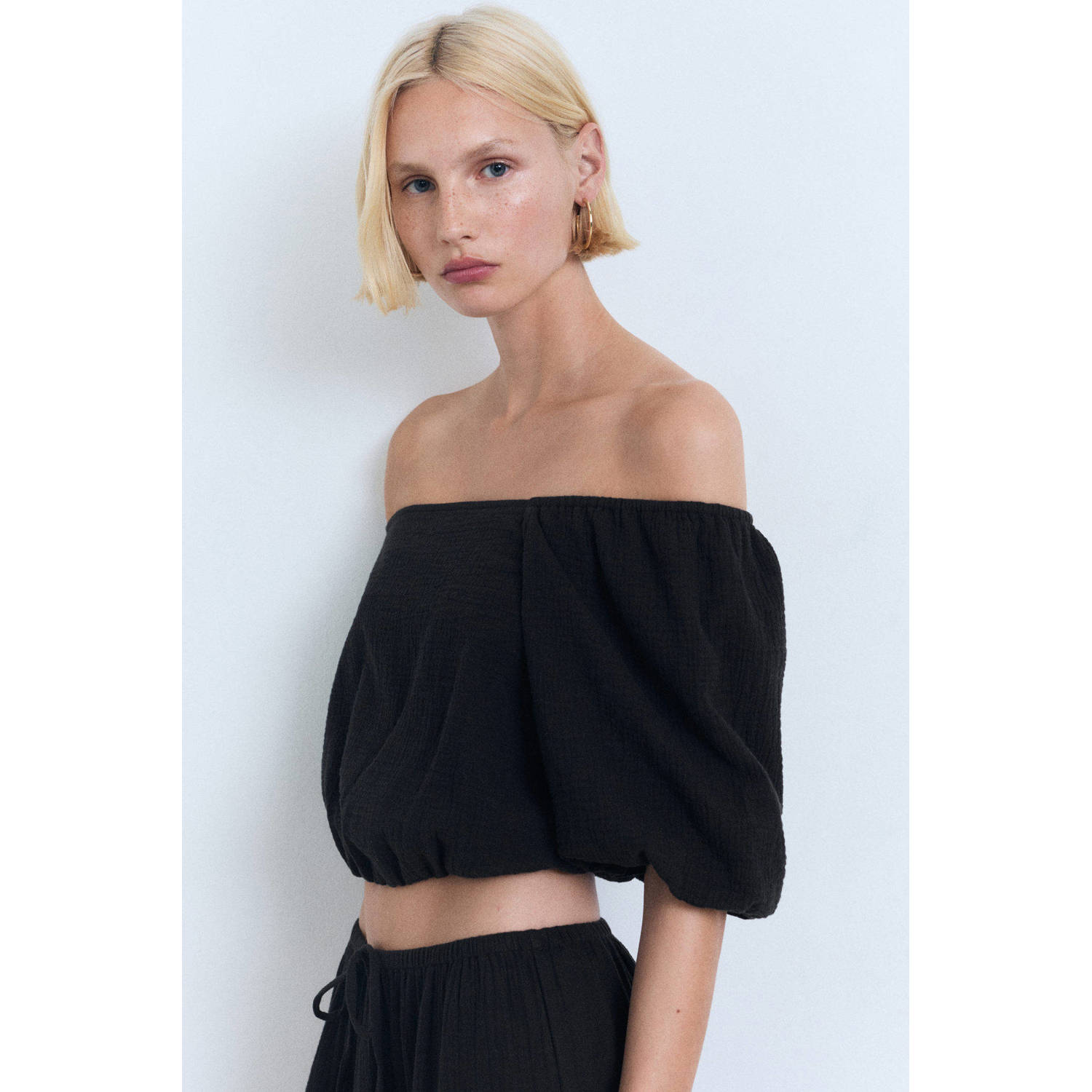 Mango midi rok zwart
