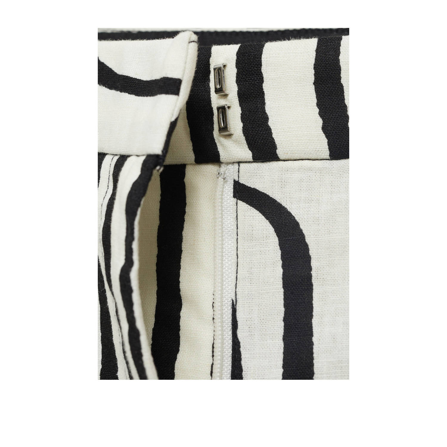 Mango linnen wide leg regular waist broek ecru