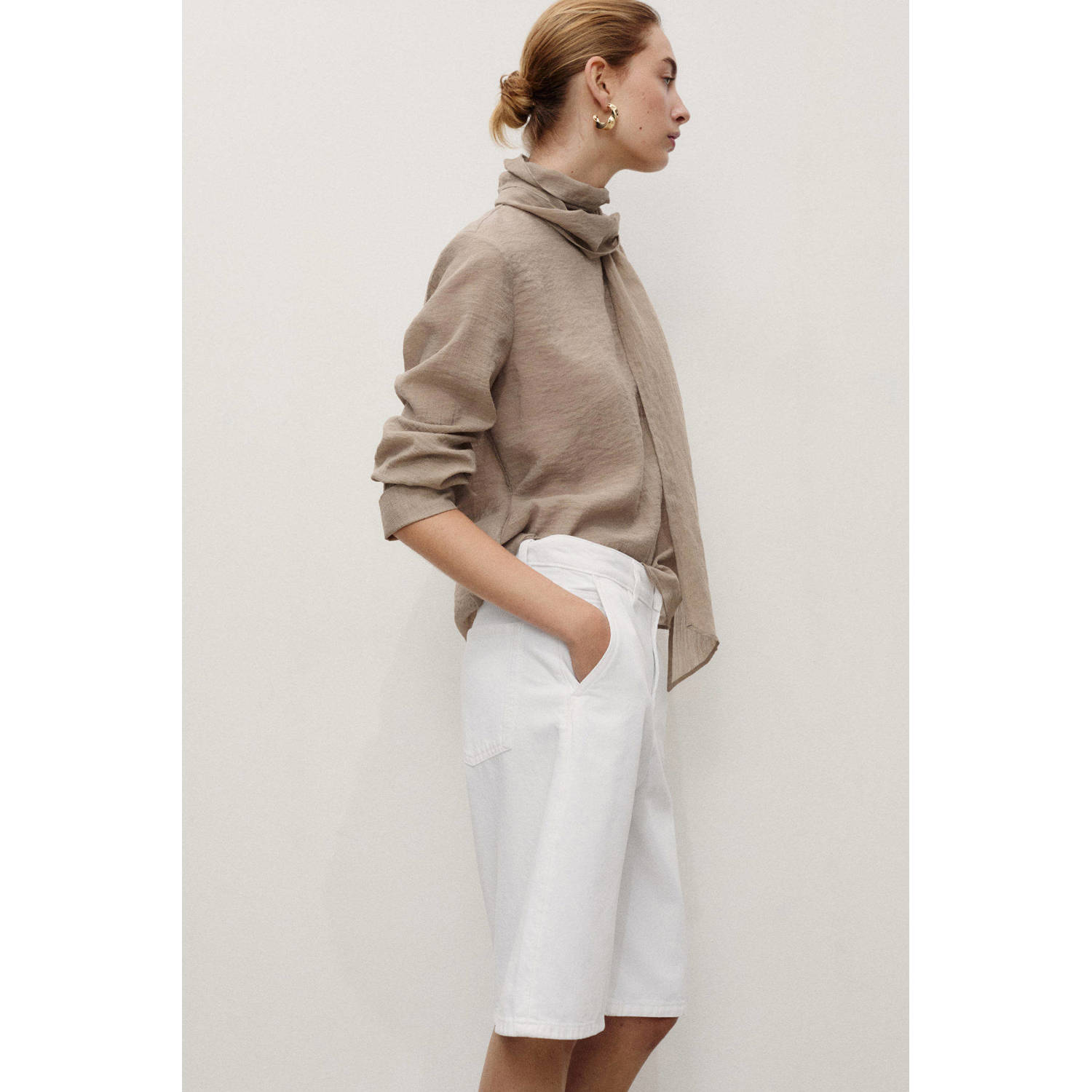 Mango denim wide leg regular waist short wit