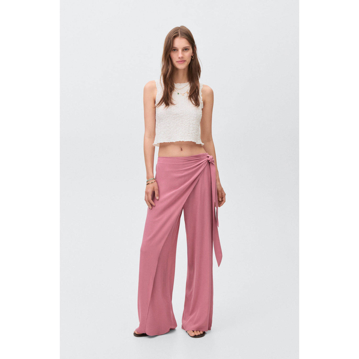 MANGO TEEN palazzo broek roze