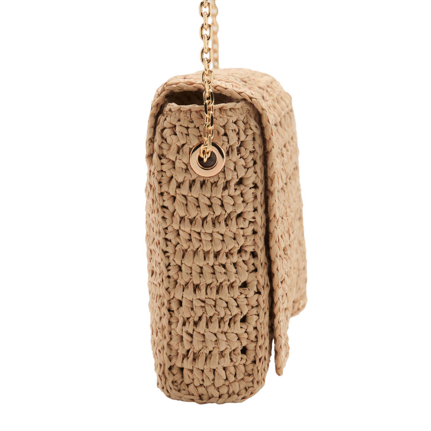 Mango raffia crossbody tas naturel